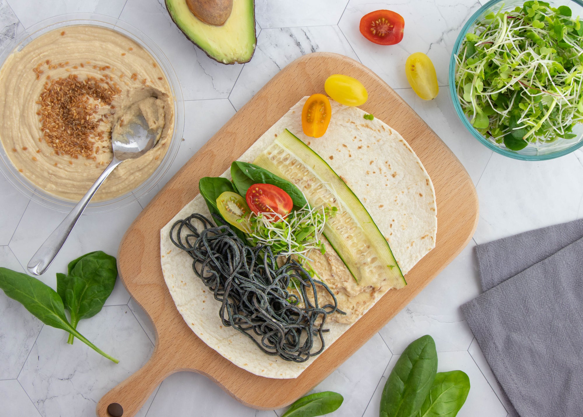 Hummus Veggie Wrap with Black Bean Pasta Recipe The Only Bean