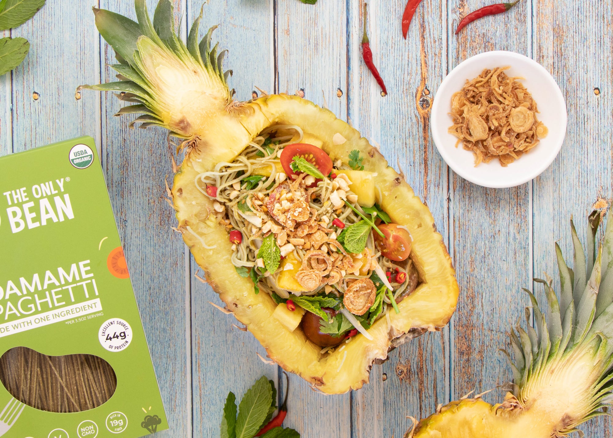 Pineapple Thai Noodle Salad w/ Edamame Spaghetti Recipe | TheOnlyBean