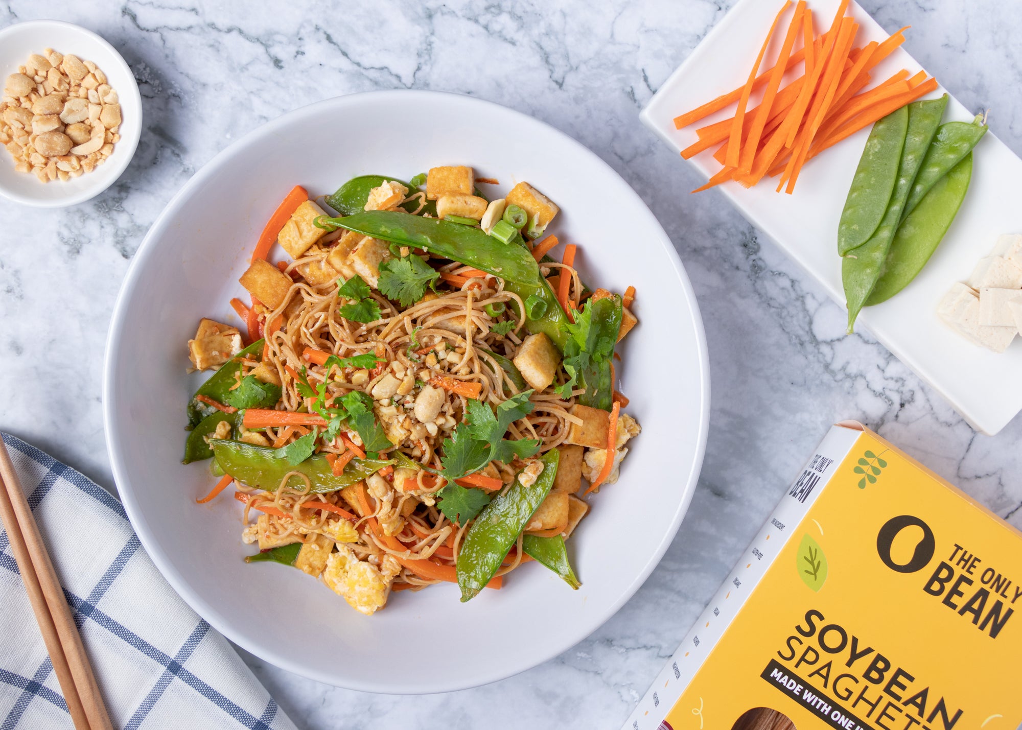 Vegetable Pad Thai with Protein Noodles Recipe | The Only Bean