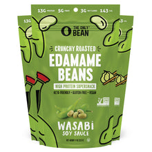 Load image into Gallery viewer, The Only Bean - Crunchy Roasted Edamame Beans (Wasabi Soy Sauce) - Keto Snack, High Protein, Healthy Snacks, Low Carb, Gluten-Free &amp; Vegan (4.0oz) (3 Pack)
