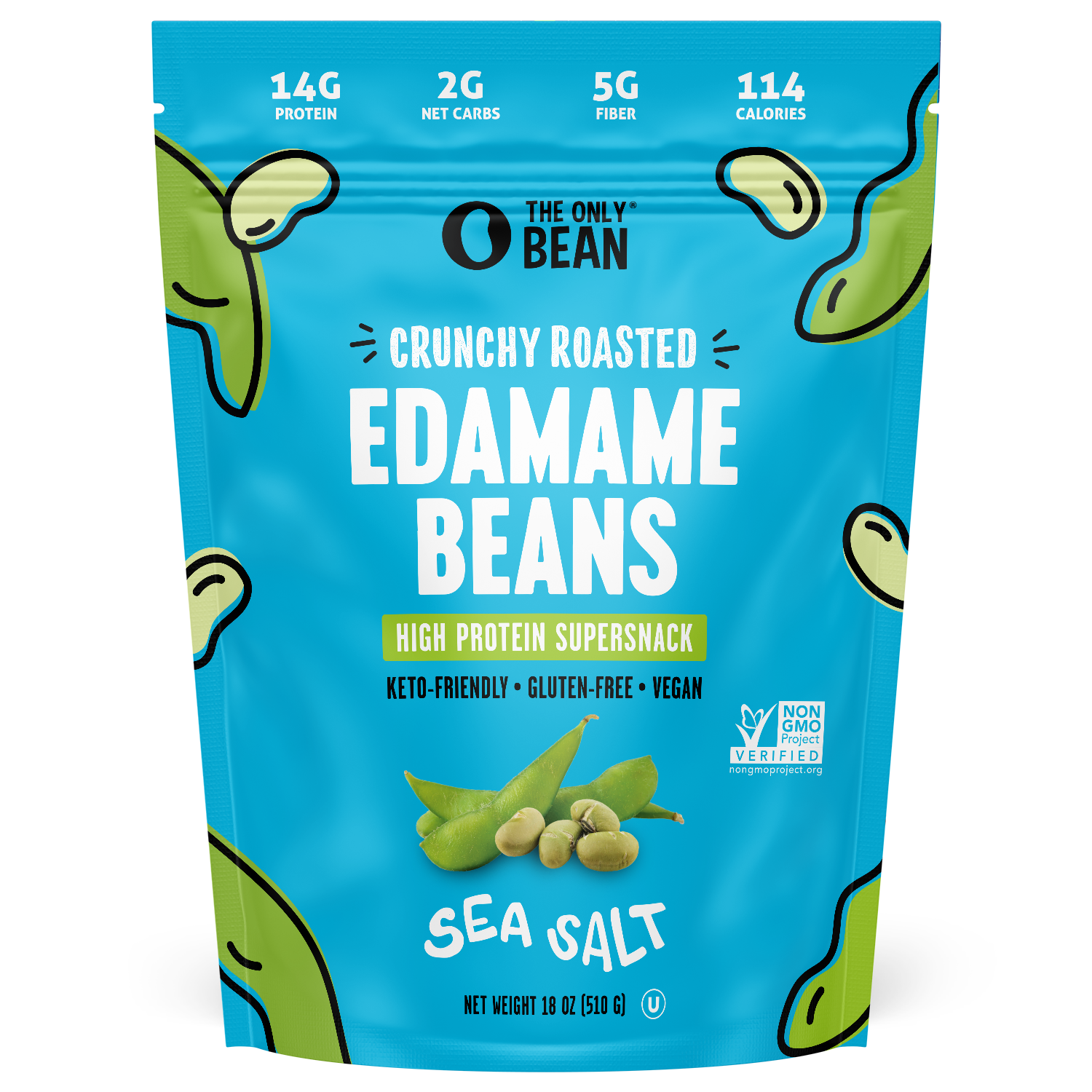 Crunchy Roasted Edamame Bean Snack Sea Salt The Only Bean