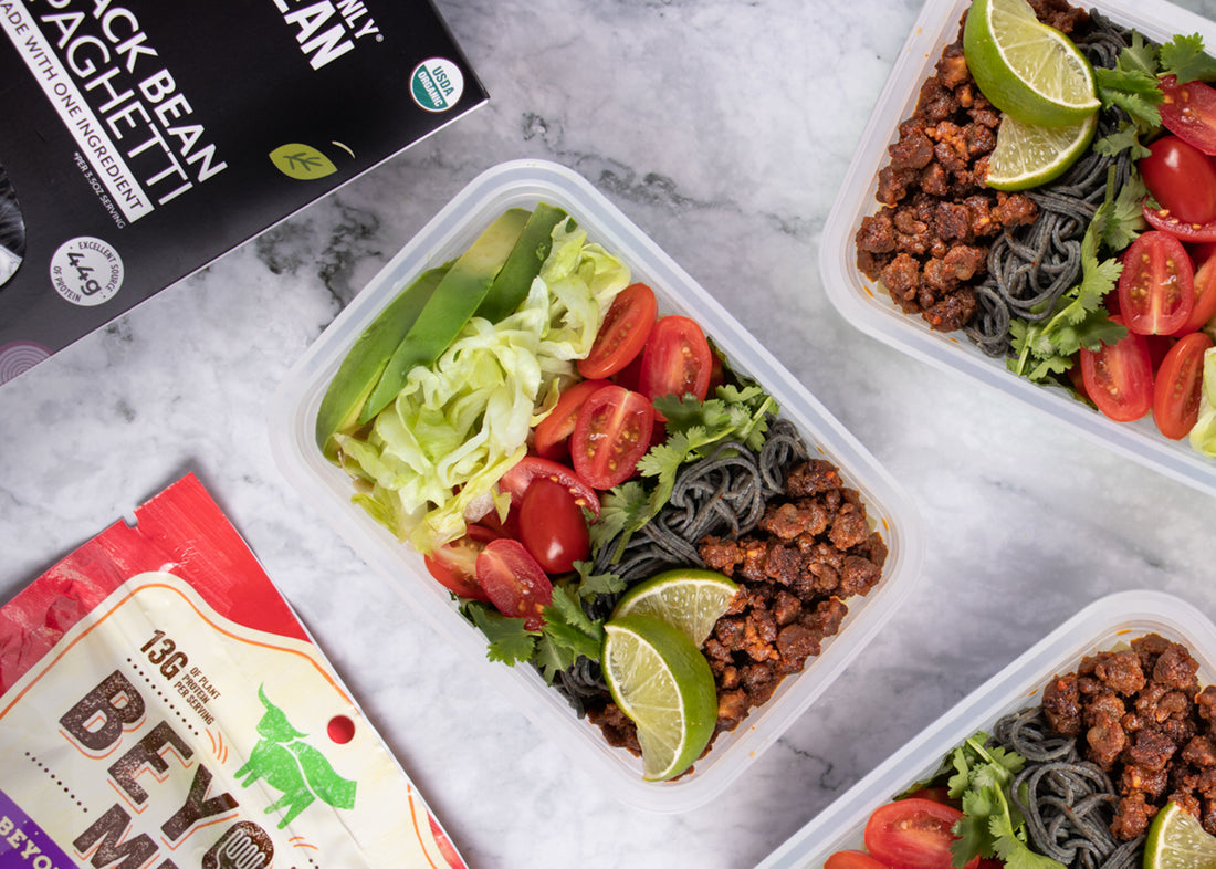 Meatless Burrito Salad with Vegan Bean Pasta