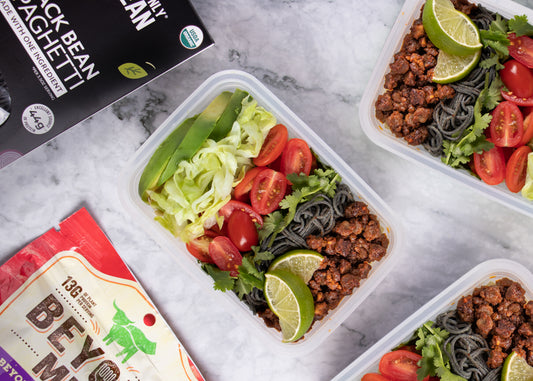 Meatless Burrito Salad with Vegan Bean Pasta