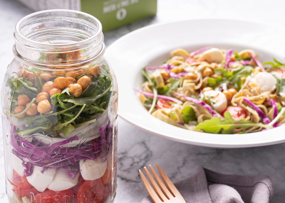 Mason Jar Mozzarella Bean Pasta Salad