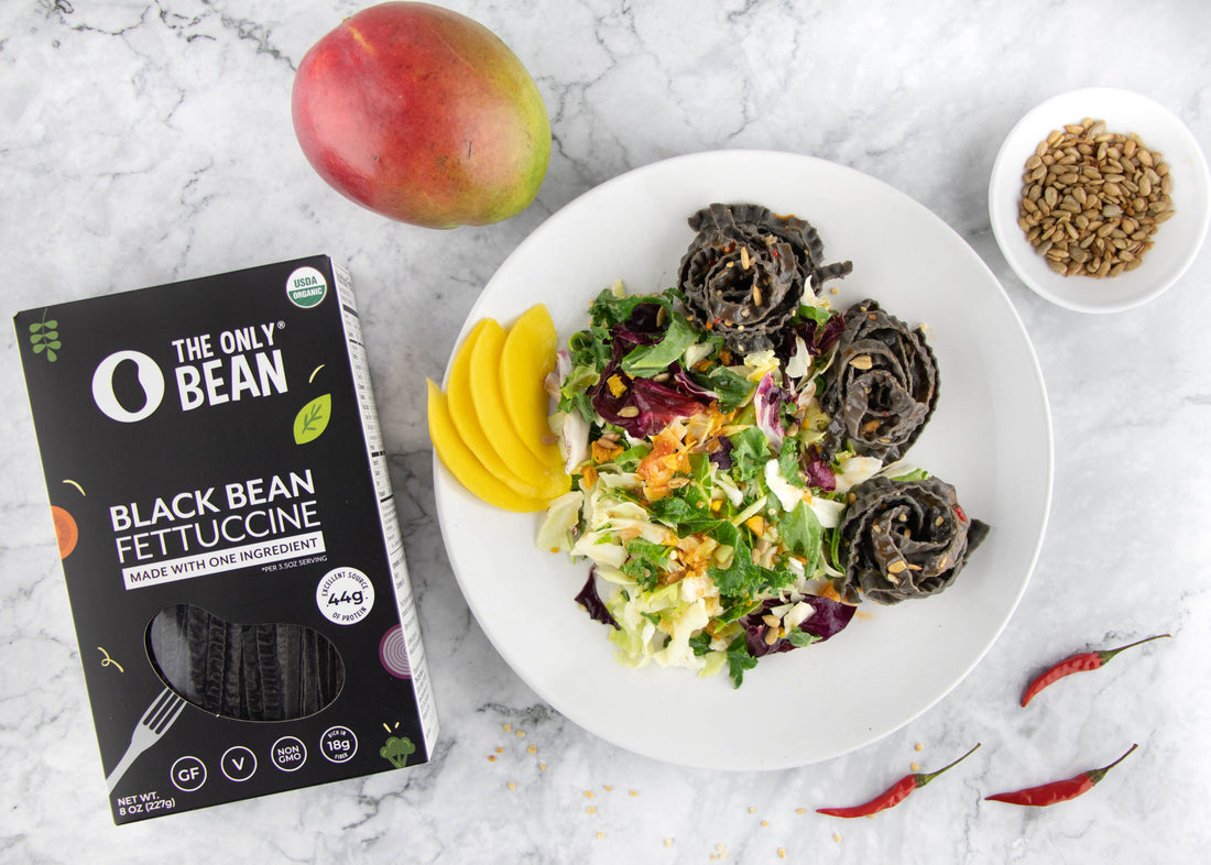 Thai Chili Mango Salad with Black Bean Pasta