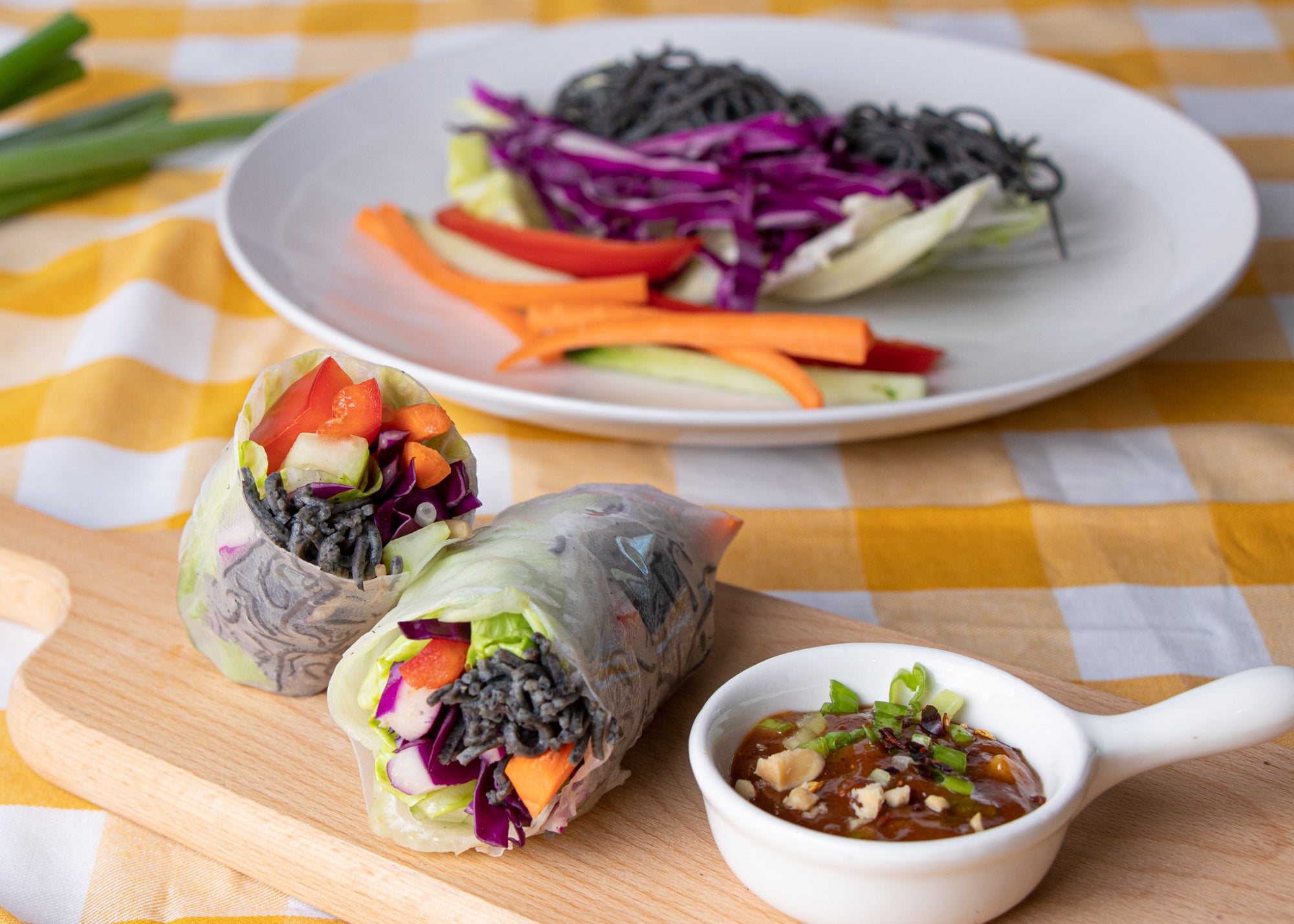 Veggie Spring Rolls with Black Bean Noodles Recipe | The Only Bean