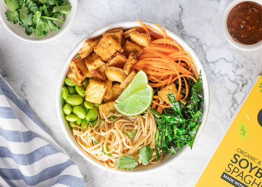 Tofu Power Bowl with Soybean Spaghetti