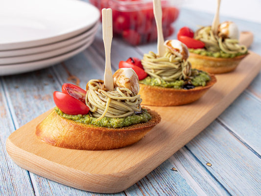 Edamame Caprese Salad with Pesto Garlic Bread
