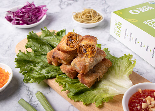 Veggie Egg Rolls with Edamame Noodles