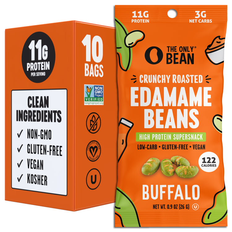Crunchy Roasted Edamame Bean Snack - Buffalo (0.9oz) 10 Pack | The