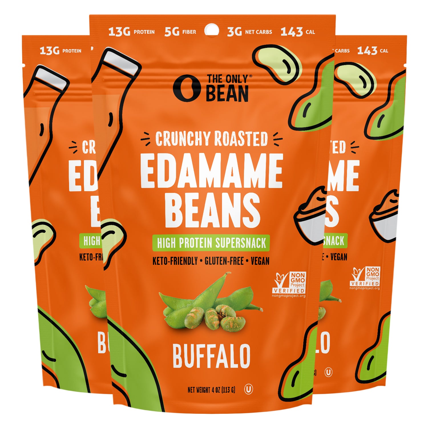 Crunchy Roasted Edamame Bean Snack Buffalo The Only Bean