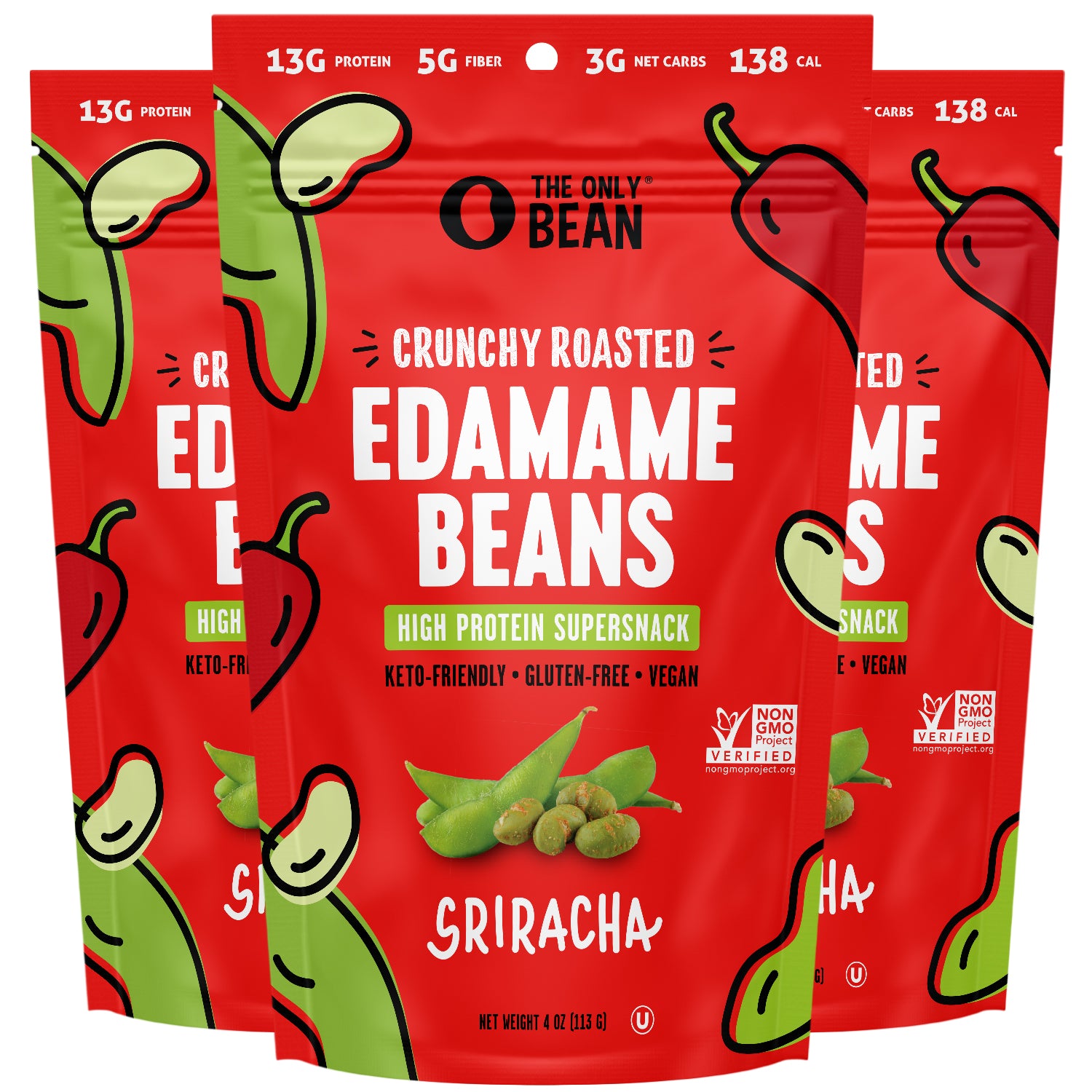 Crunchy Roasted Edamame Bean Snack Sriracha The Only Bean